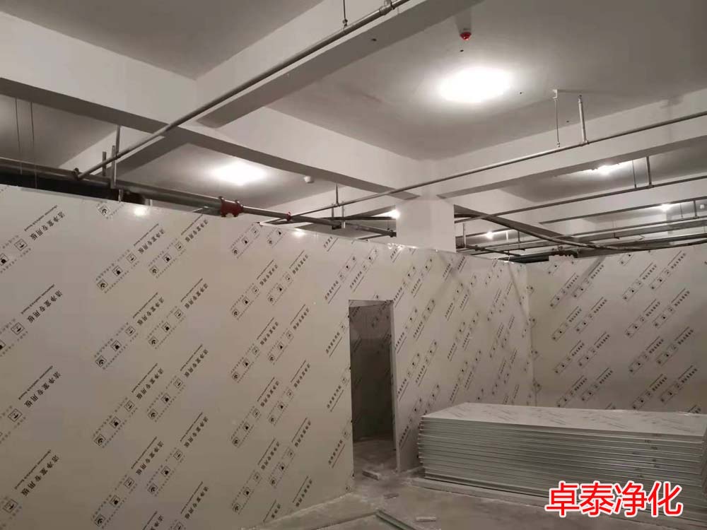 石家庄一品堂药业十万级净化车间装修现场,卓泰净化装修设计河北净化车间